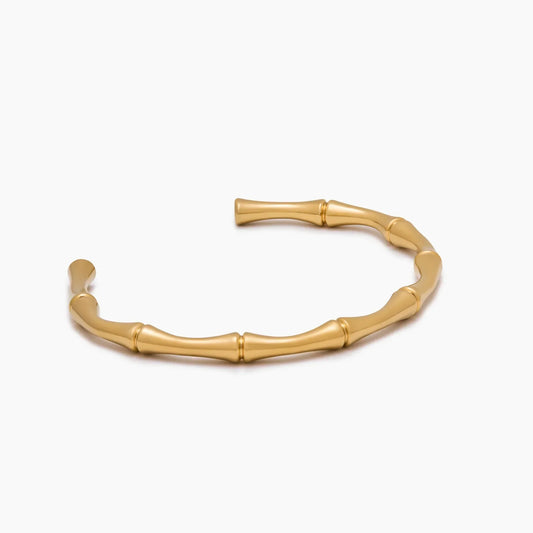 Bamboo gold cuff bracelet — Olivia Jewelry