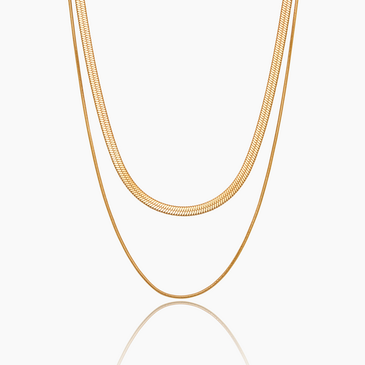 Double Snake Chain Layered Necklace