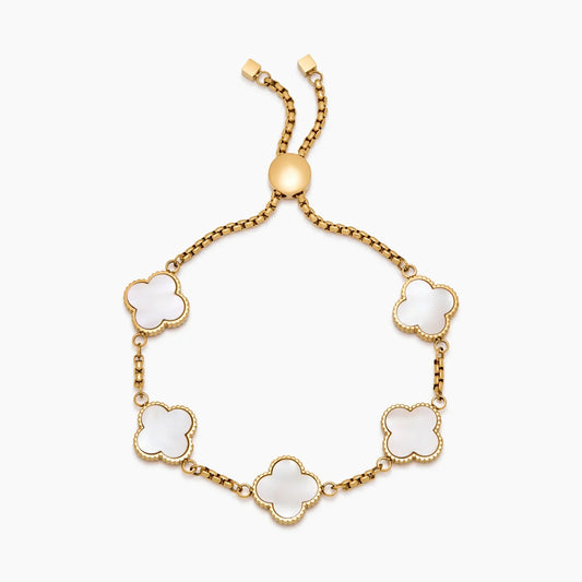 Mother of pearl clover bracelet gold — Olivia Jewelry