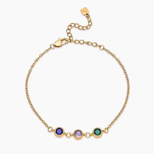 Personalised multi-birthstone bracelet gold — Olivia Jewelry