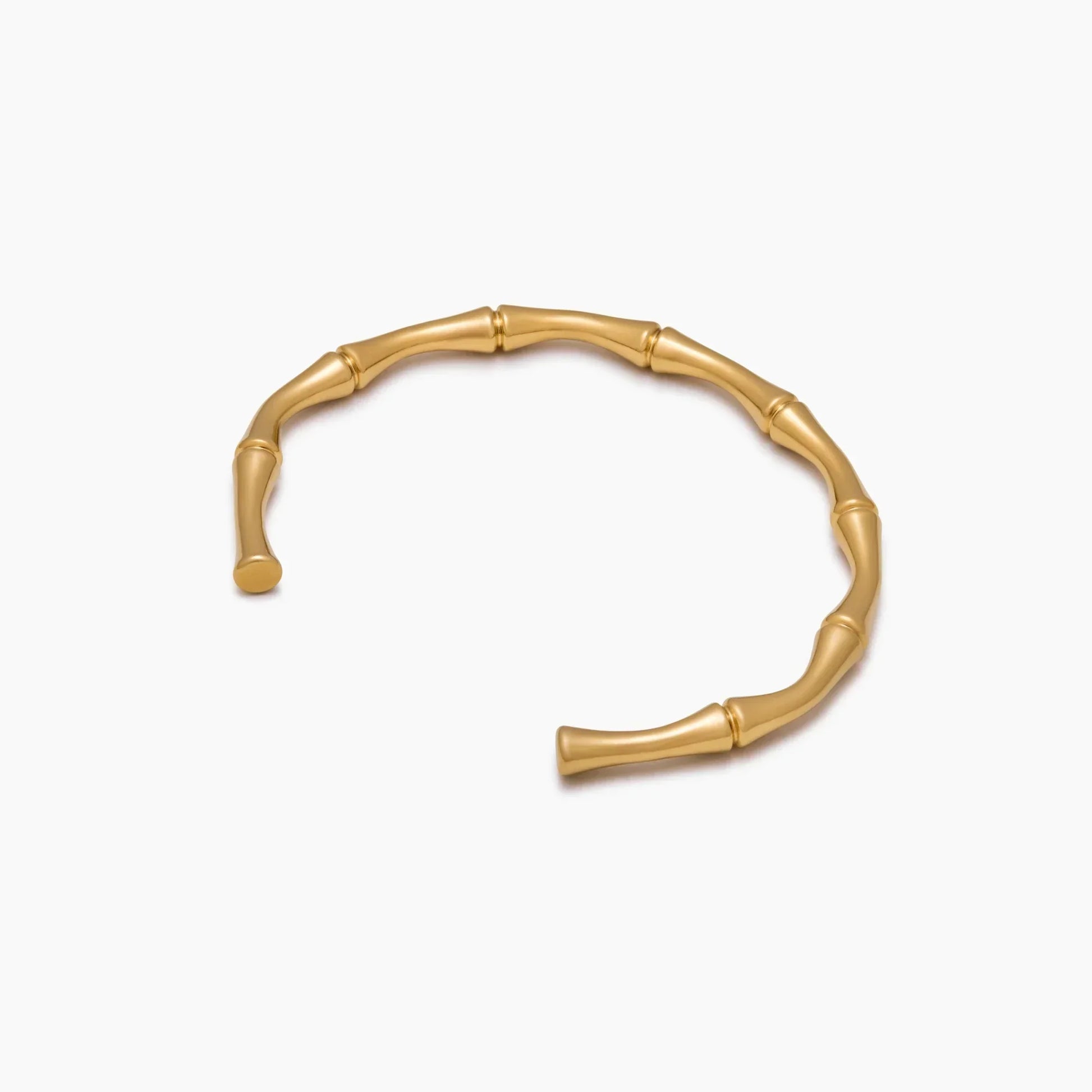 18K gold bamboo cuff bracelet detail — Olivia Jewelry