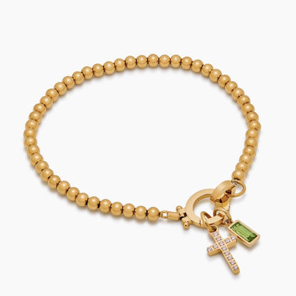 Beaded birthstone bracelet worn on wrist — Olivia Jewelry