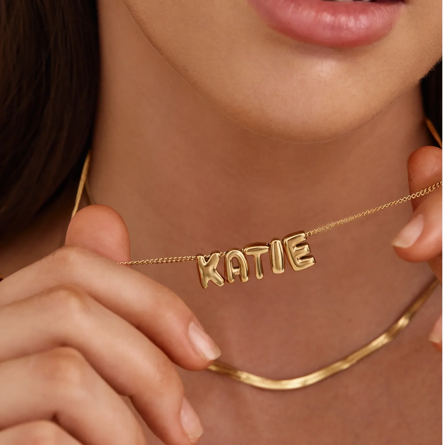 Bubble name necklace silver — Olivia Jewelry