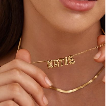 Bubble name necklace silver — Olivia Jewelry