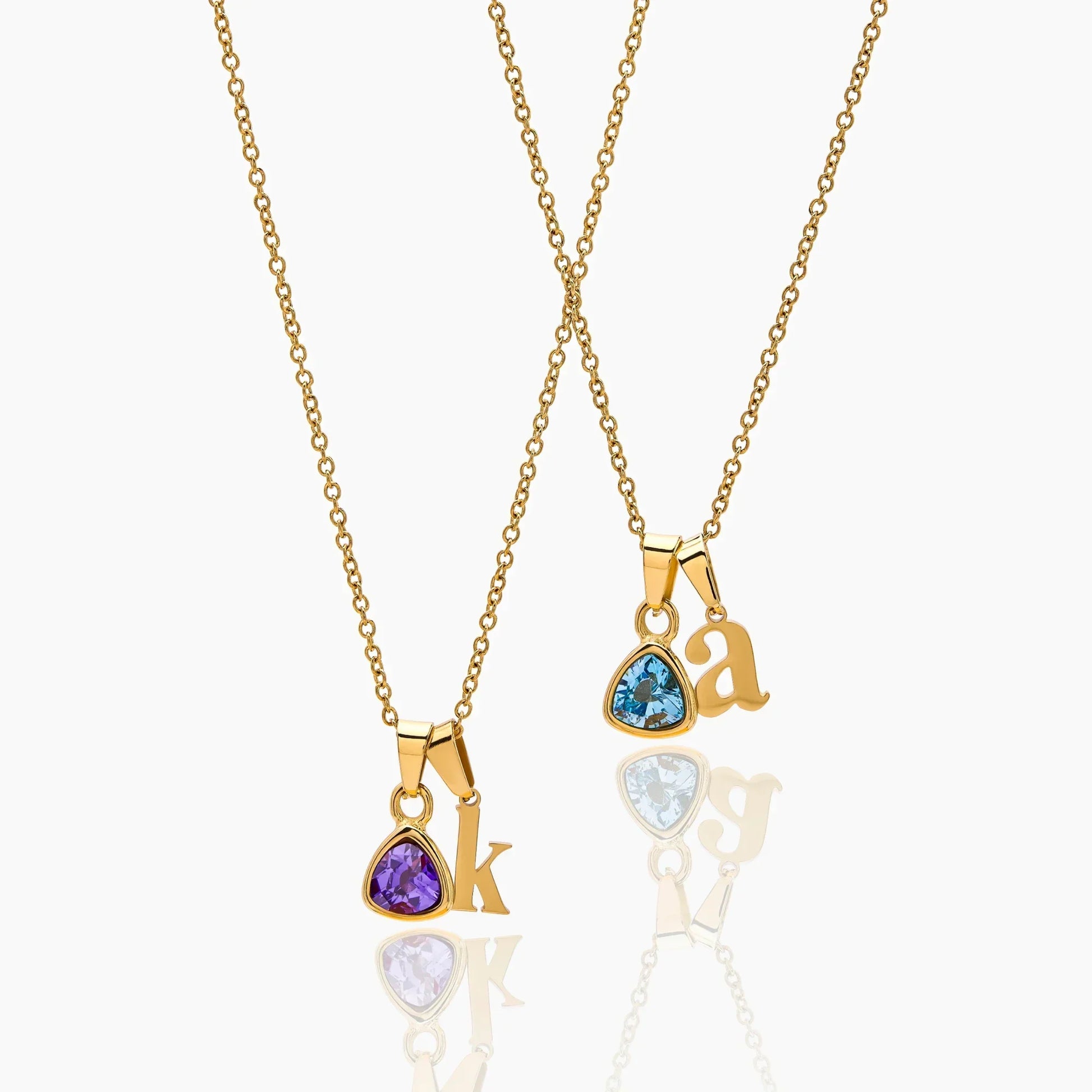 Cursive Initial & Birthstone Necklace