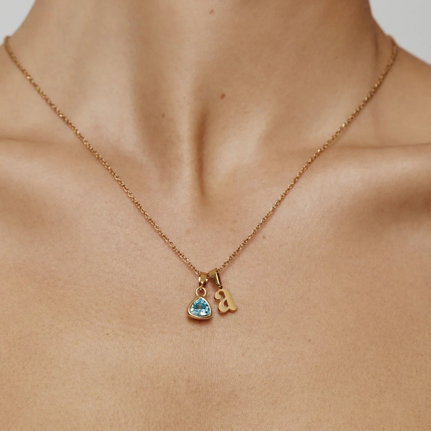 Cursive Initial & Birthstone Necklace
