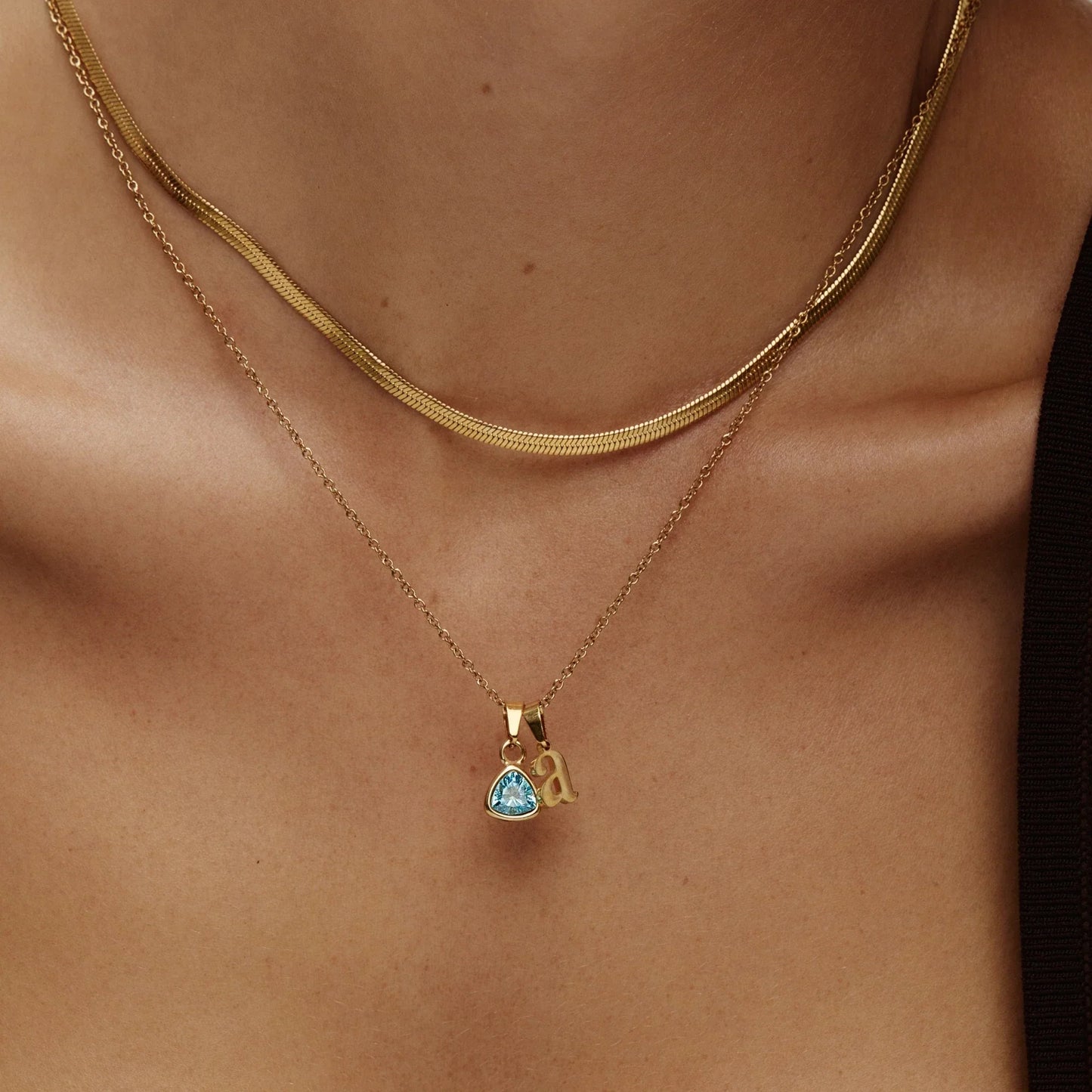 Cursive Initial & Birthstone Necklace