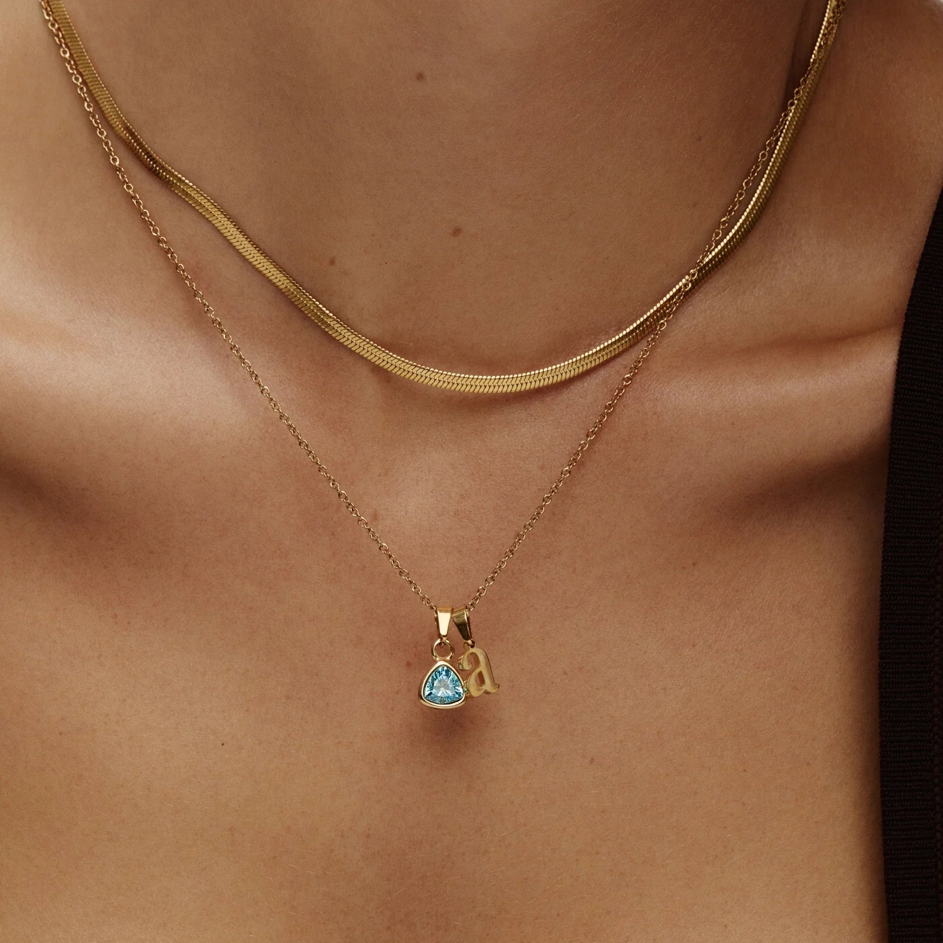 Cursive Initial & Birthstone Necklace