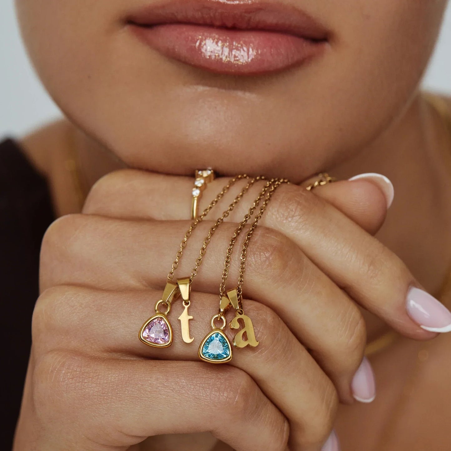 Cursive Initial & Birthstone Necklace