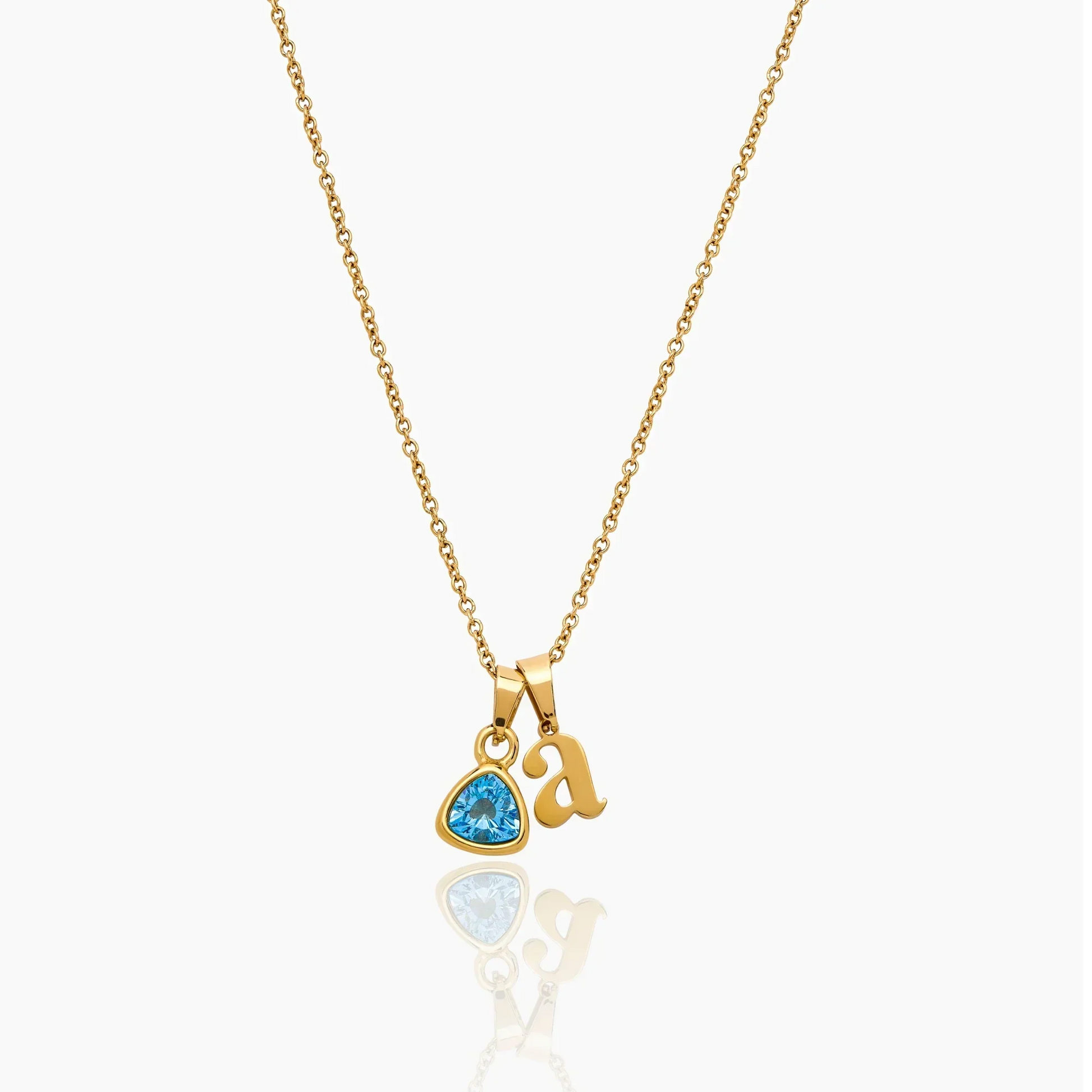Cursive Initial & Birthstone Necklace