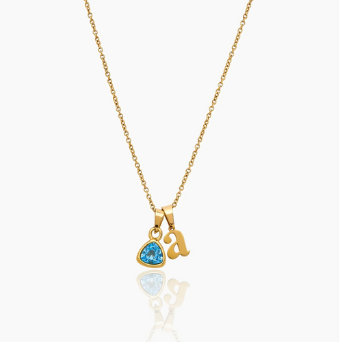 Cursive Initial & Birthstone Necklace