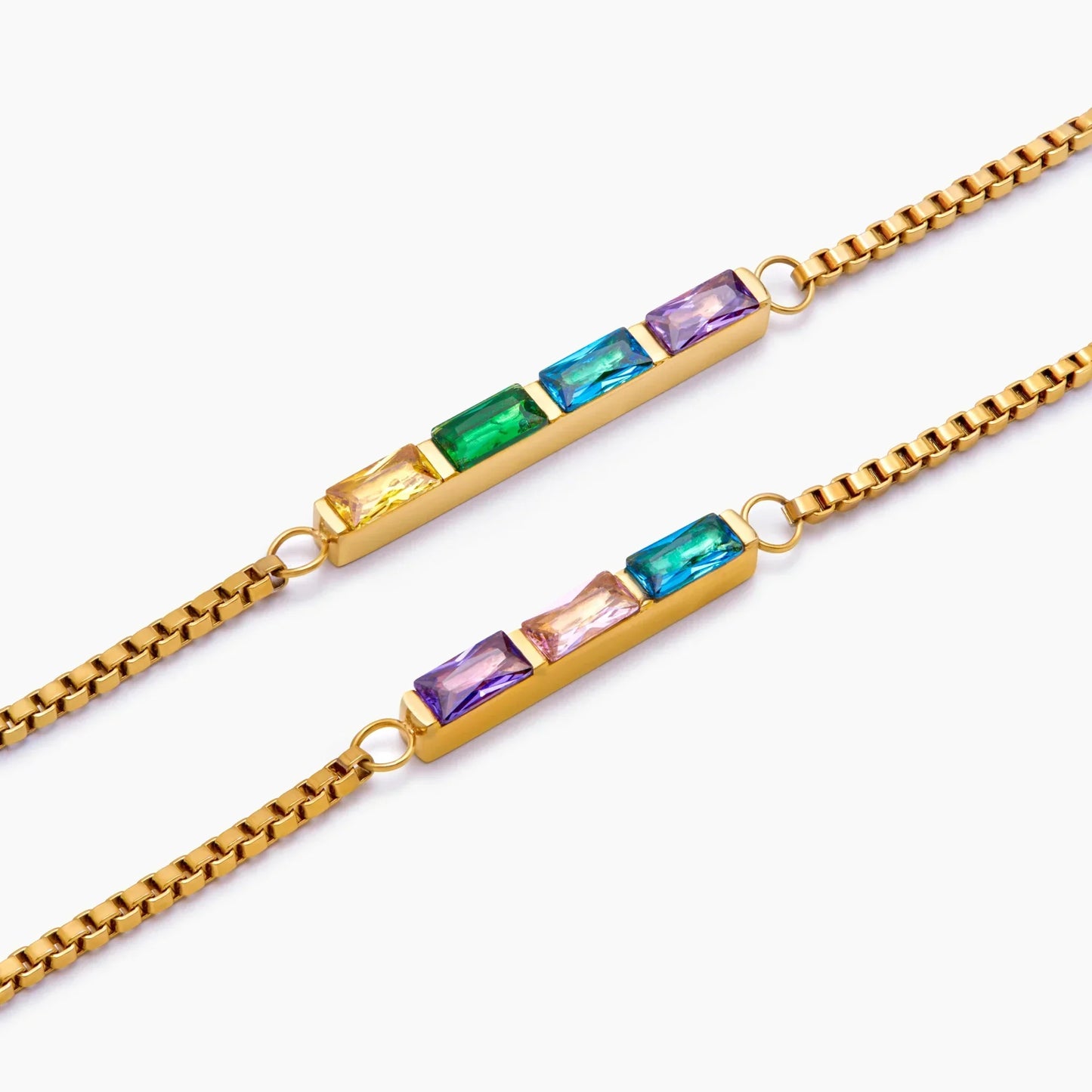 Dainty Baguette Birthstone Bracelet
