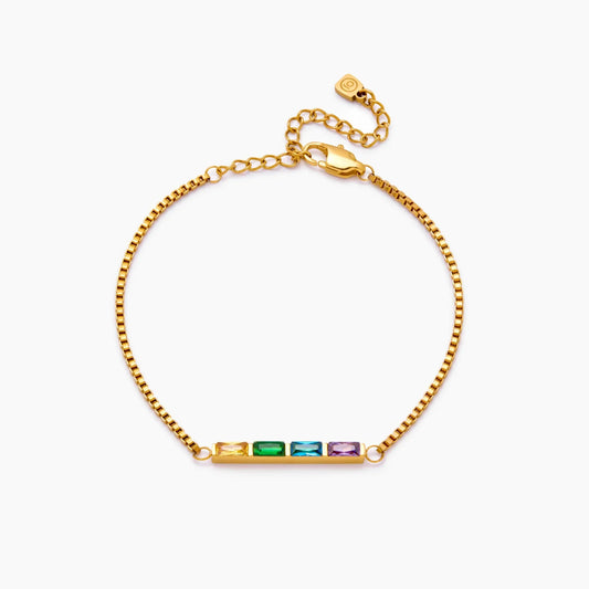 Dainty Baguette Birthstone Bracelet