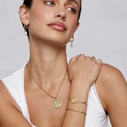 Initial compass necklace lifestyle shot — Olivia Jewelry