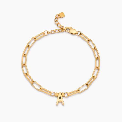 Paperclip Initial Charm Bracelet