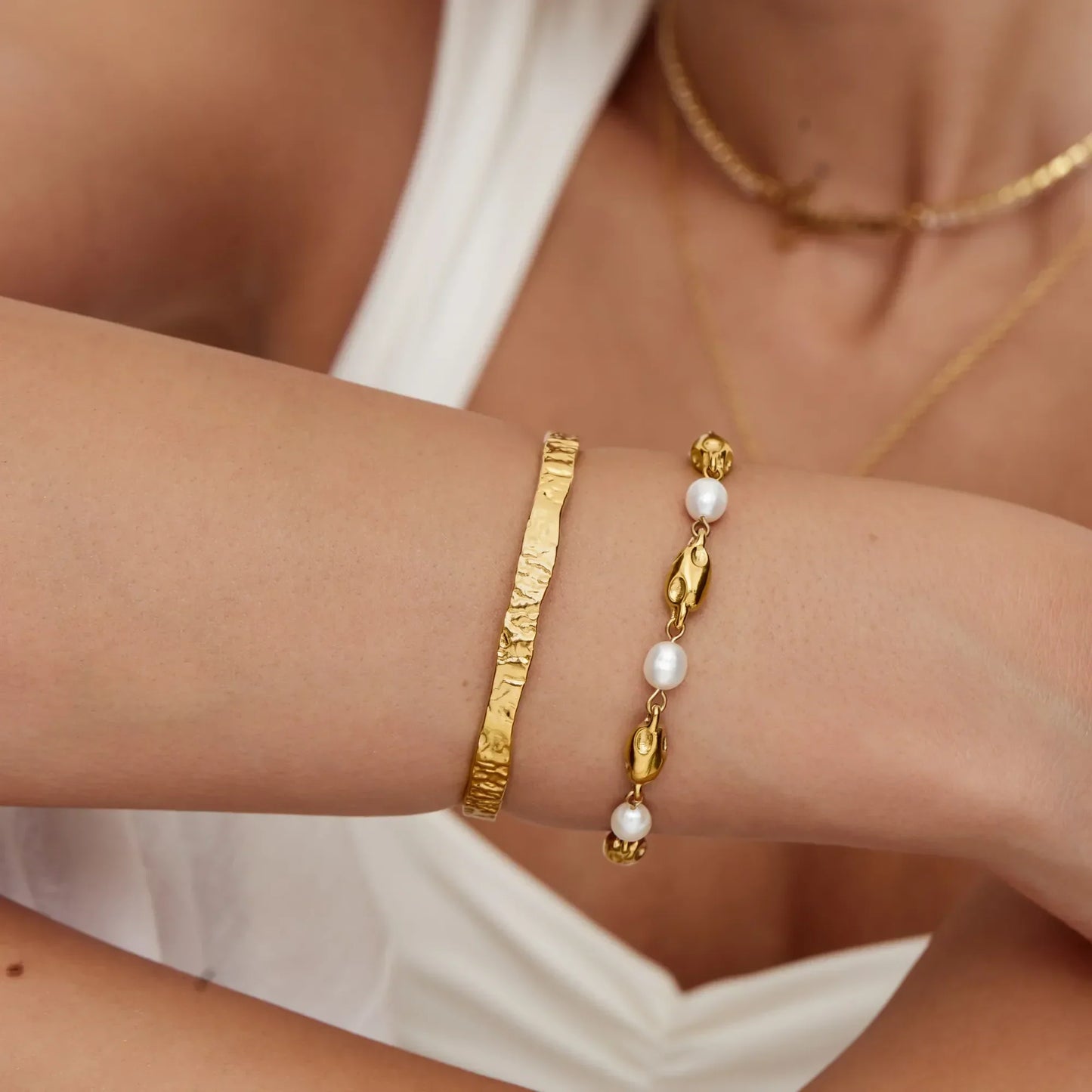 Molten Freshwater Pearl Bracelet