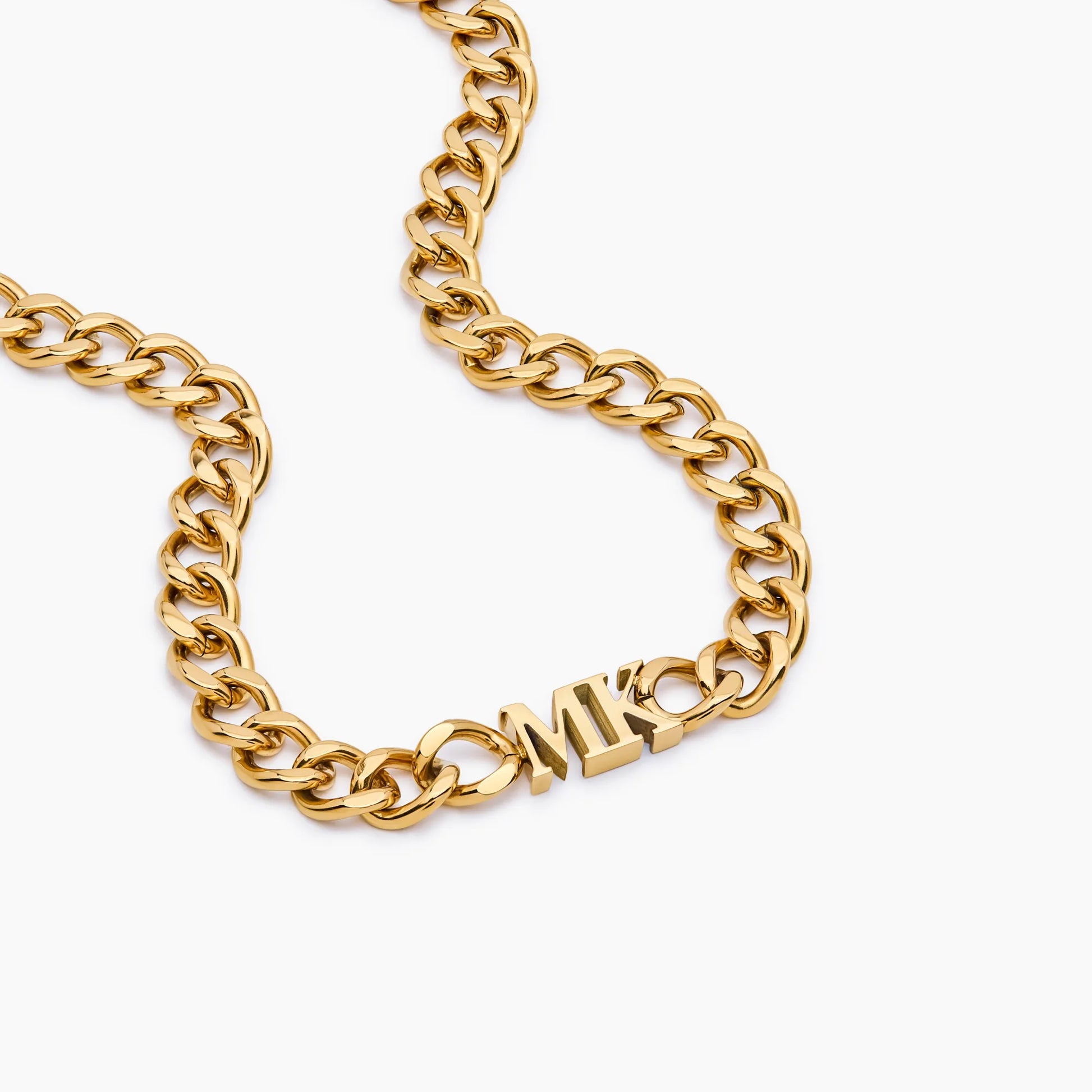 Gold initial choker necklace worn on model — Olivia Jewelry