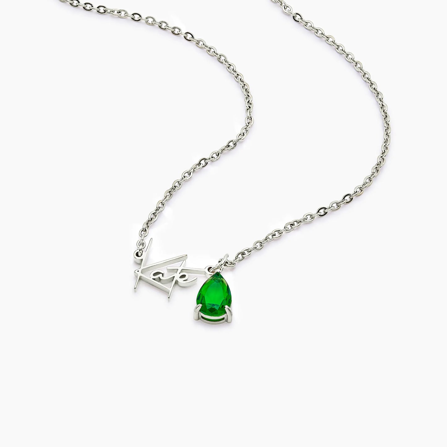 Name and birthstone necklace gold close-up — Olivia Jewelry