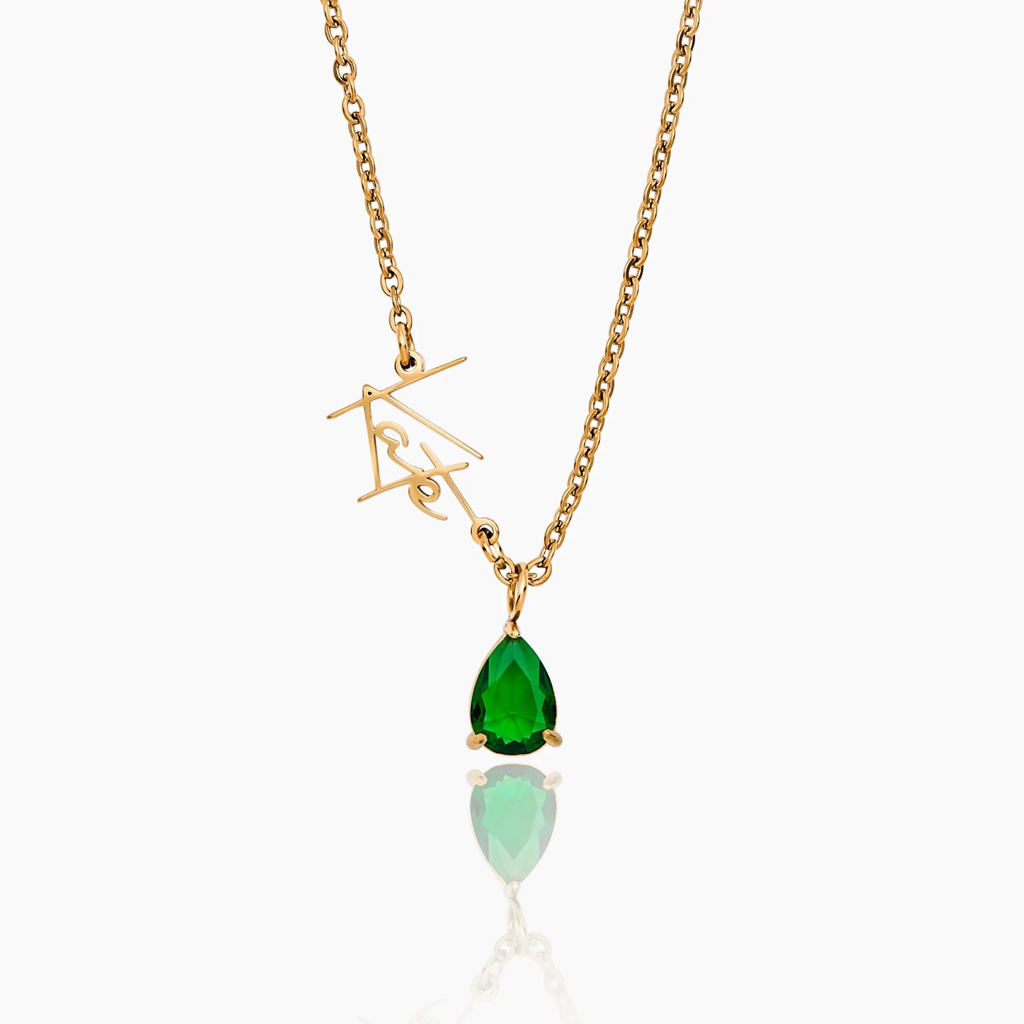 Signature Name and Birthstone Necklace in gold — Olivia Jewelry