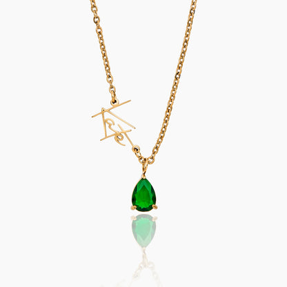 Signature Name and Birthstone Necklace in gold — Olivia Jewelry