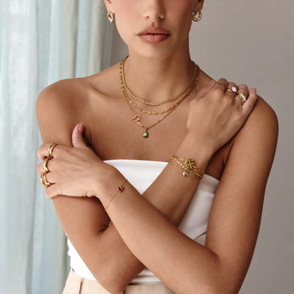 Personalised gold name birthstone necklace gift — Olivia Jewelry