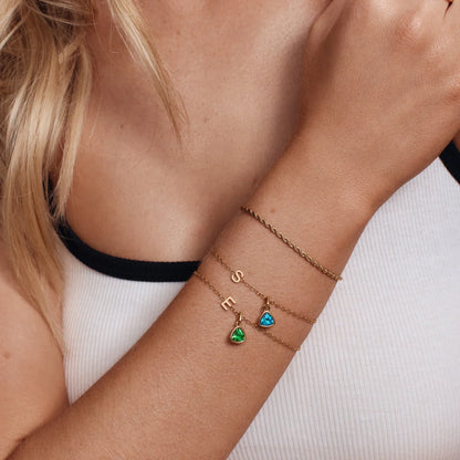 Birthstone Initial Charm Bracelet
