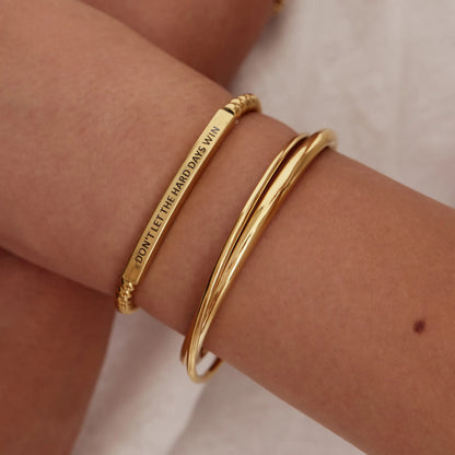 Don't Let The Hard Days Win bracelet detail — Olivia Jewelry
