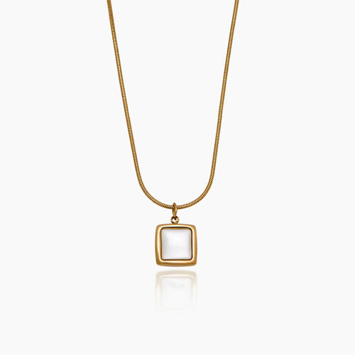 Mother of Pearl Square Pendant Necklace