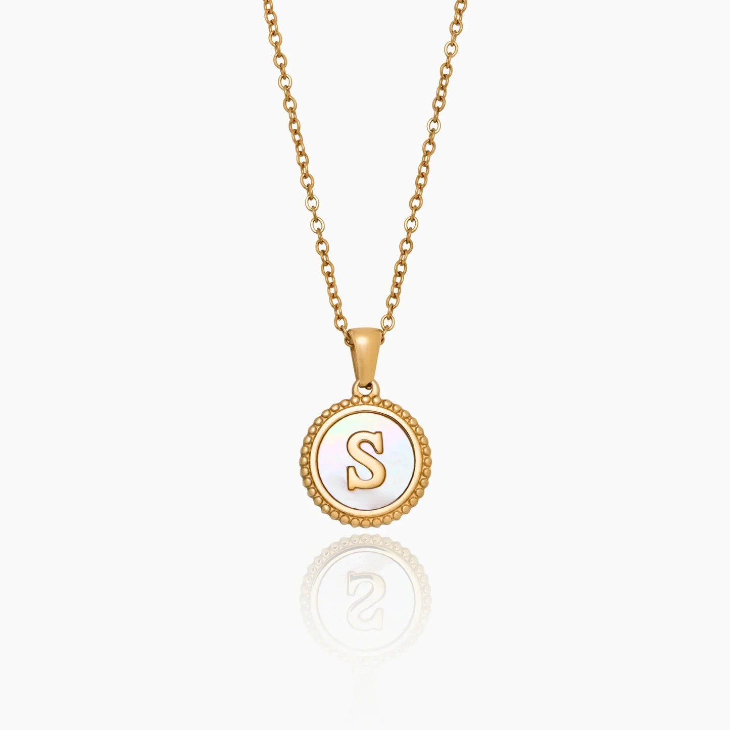 Mother Of Pearl Initial Pendant Necklace