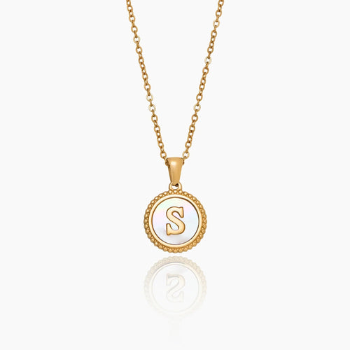 Mother Of Pearl Initial Pendant Necklace