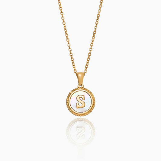 Mother Of Pearl Initial Pendant Necklace