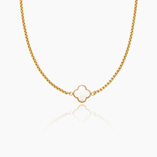 Pearl clover necklace gold — Olivia Jewelry