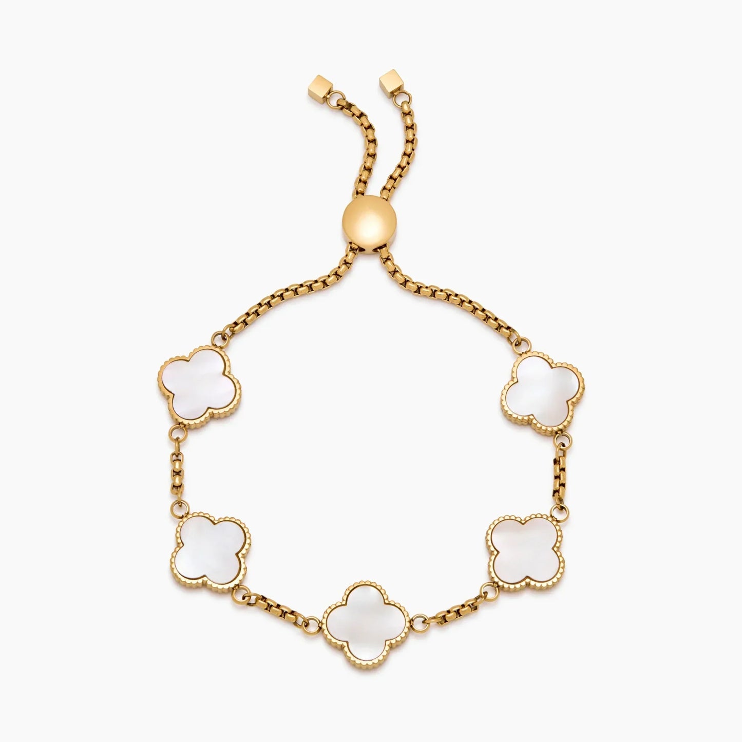 Mother of pearl clover bracelet gold — Olivia Jewelry