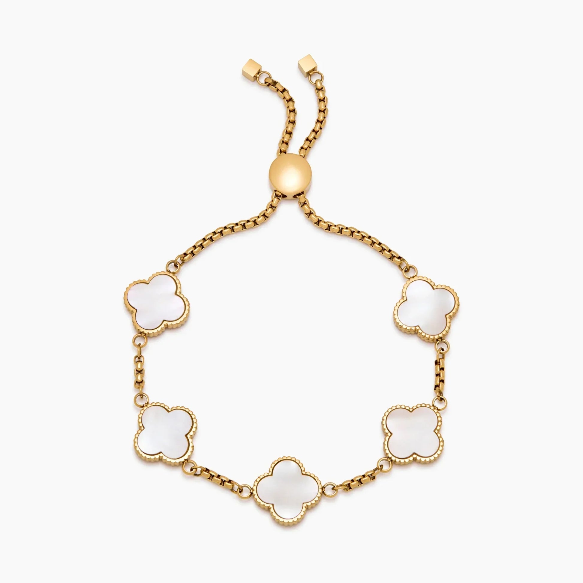 Mother of pearl clover bracelet gold — Olivia Jewelry