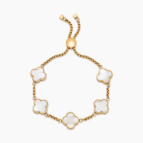 Mother of pearl clover bracelet gold — Olivia Jewelry
