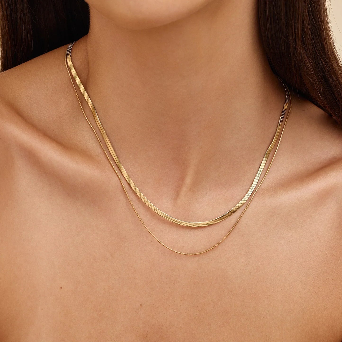 Double Snake Chain Layered Necklace