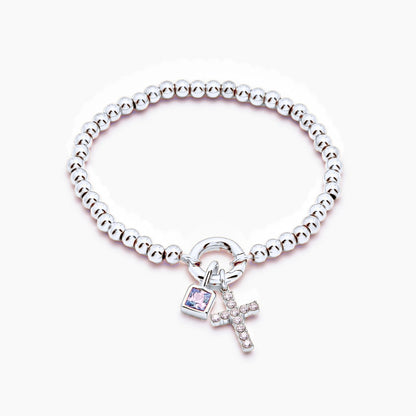 beaded-cross-birthstone-bracelet — Silver / Jun-Alexandrite