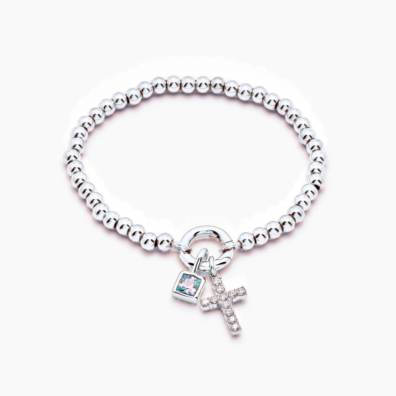 beaded-cross-birthstone-bracelet — Silver / Sep-Sapphire