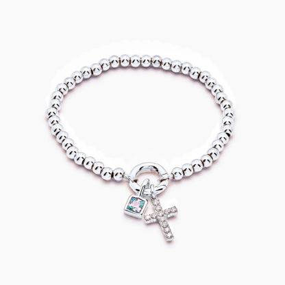 beaded-cross-birthstone-bracelet — Silver / Sep-Sapphire