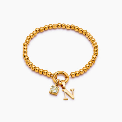 beaded-initial-birthstone-bracelet — Gold / Nov-Citrine
