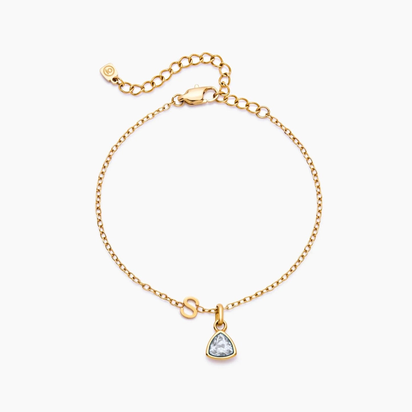 birthstone-initial-charm-bracelet — Gold / Apr-Diamond