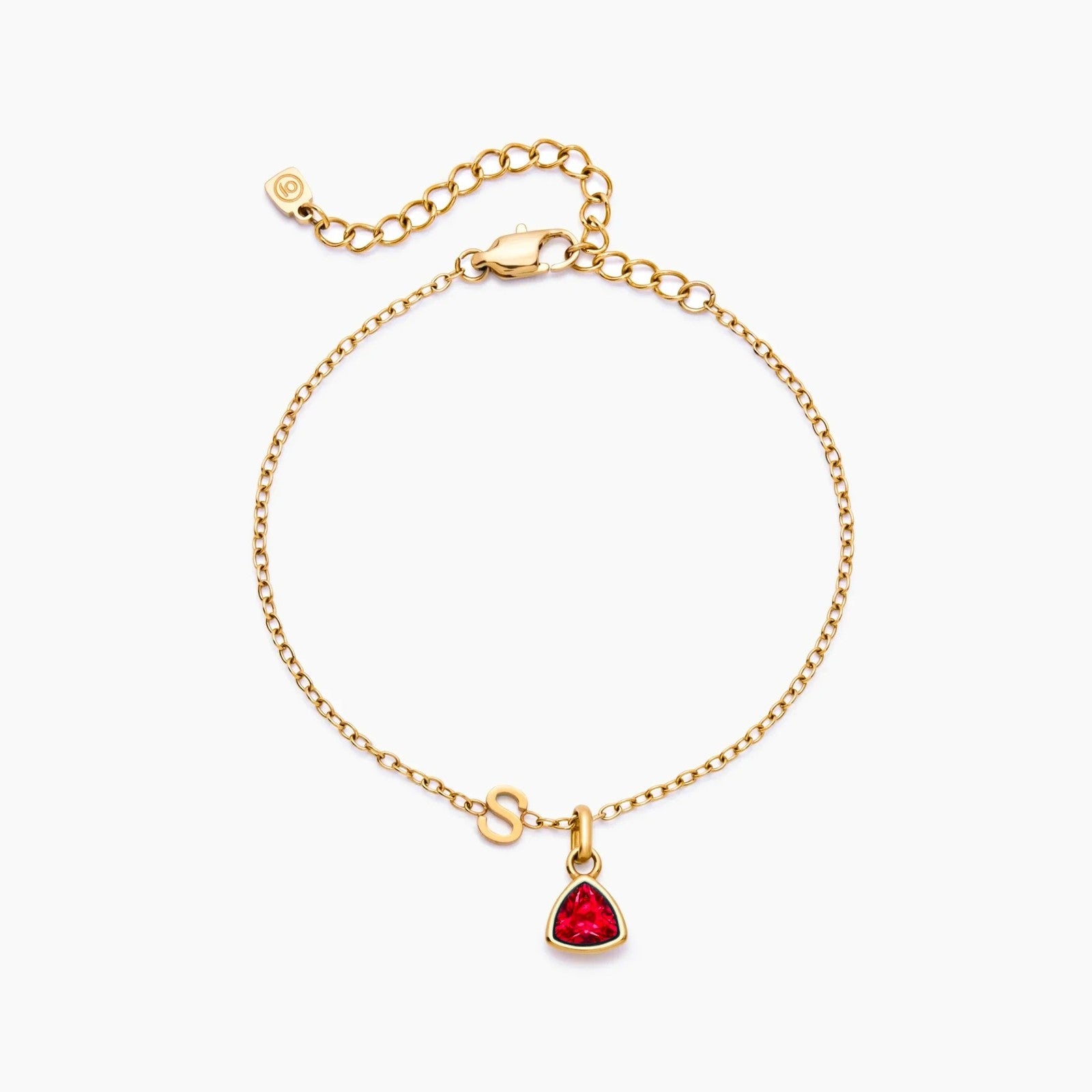 birthstone-initial-charm-bracelet — Gold / Jan-Garnet