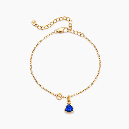 birthstone-initial-charm-bracelet — Gold / Sep-Sapphire