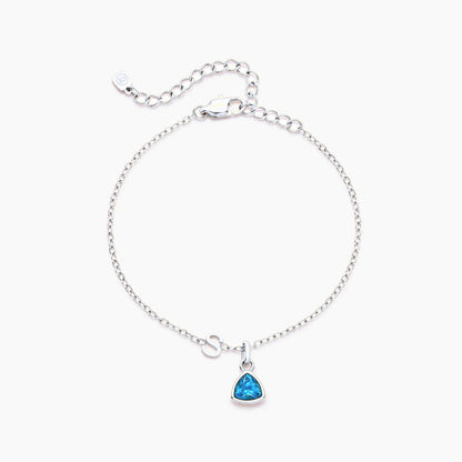 birthstone-initial-charm-bracelet — Silver / Dec-Blue Topaz