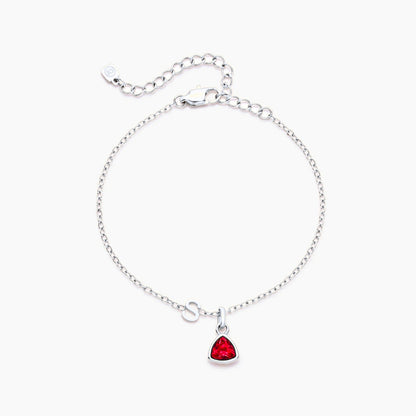birthstone-initial-charm-bracelet — Silver / Jan-Garnet