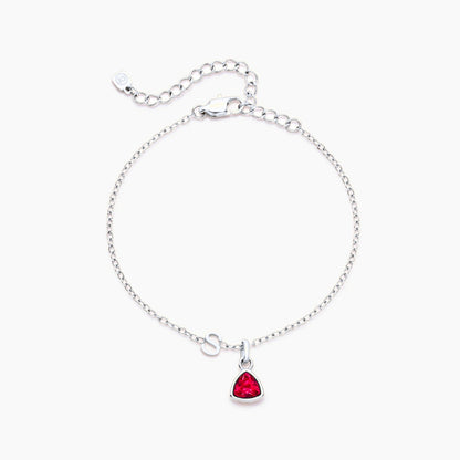 birthstone-initial-charm-bracelet — Silver / Jul-Ruby