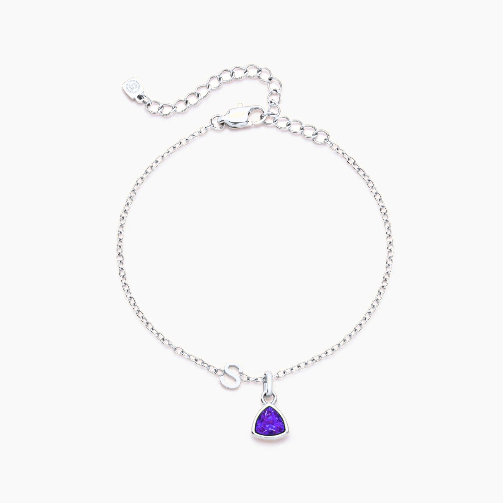 birthstone-initial-charm-bracelet — Silver / Jun-Alexandrite