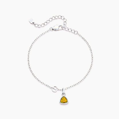 birthstone-initial-charm-bracelet — Silver / Nov-Citrine