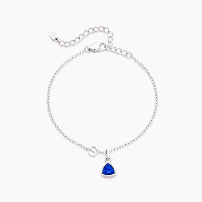 birthstone-initial-charm-bracelet — Silver / Sep-Sapphire