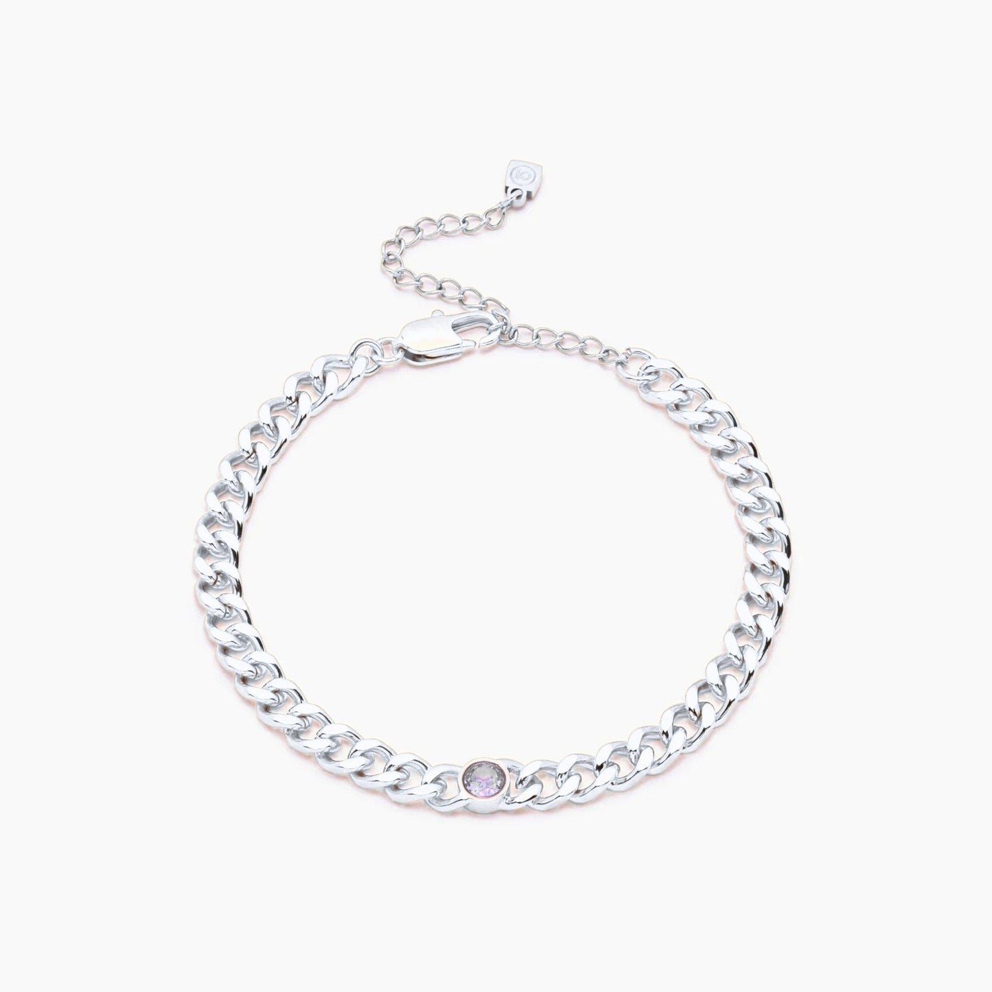 curb-chain-birthstone-bracelet — Silver / Apr-Diamond